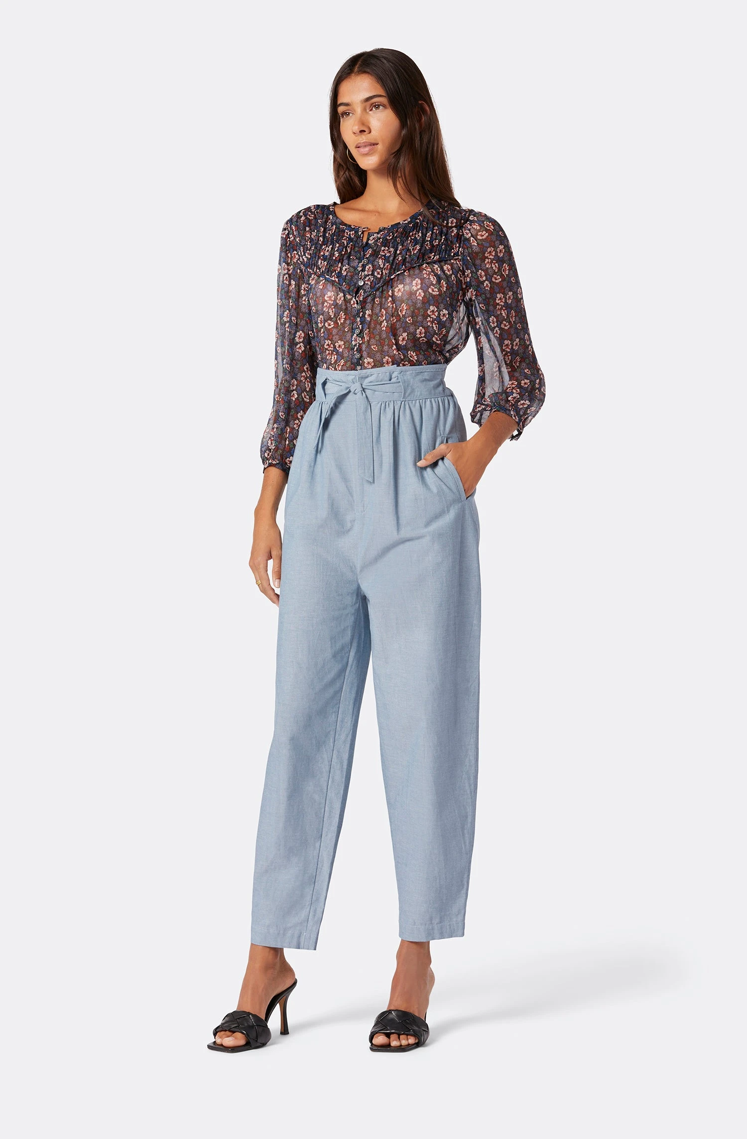 Joie Fanning Long Sleeve Silk Top - Image 2