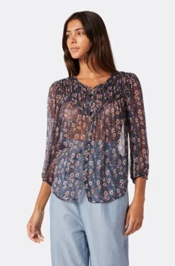 Joie Fanning Long Sleeve Silk Top