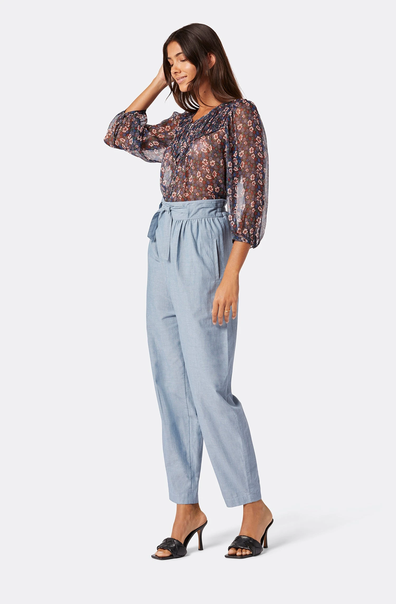 Joie Fanning Long Sleeve Silk Top - Image 3