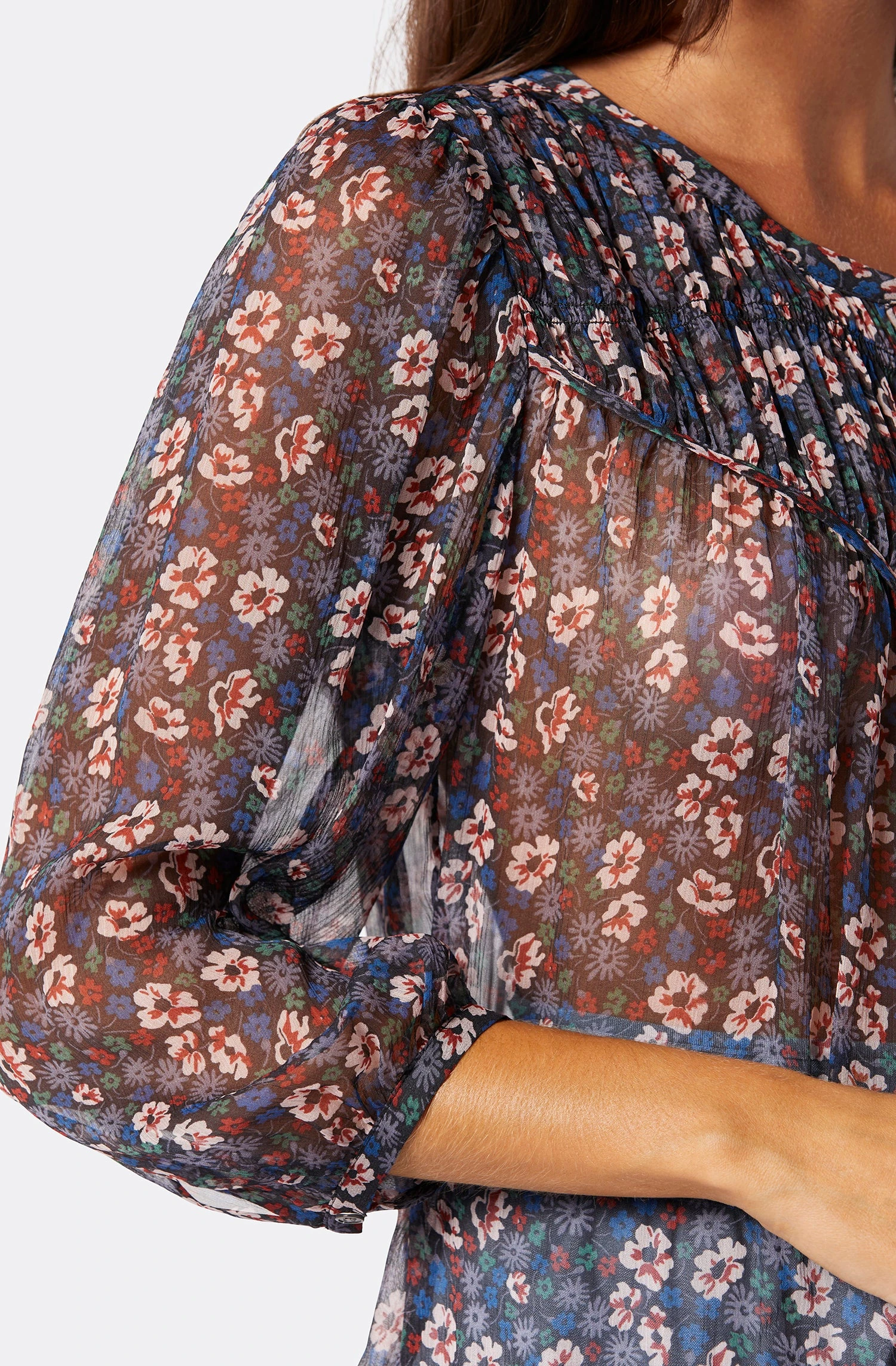 Joie Fanning Long Sleeve Silk Top - Image 4