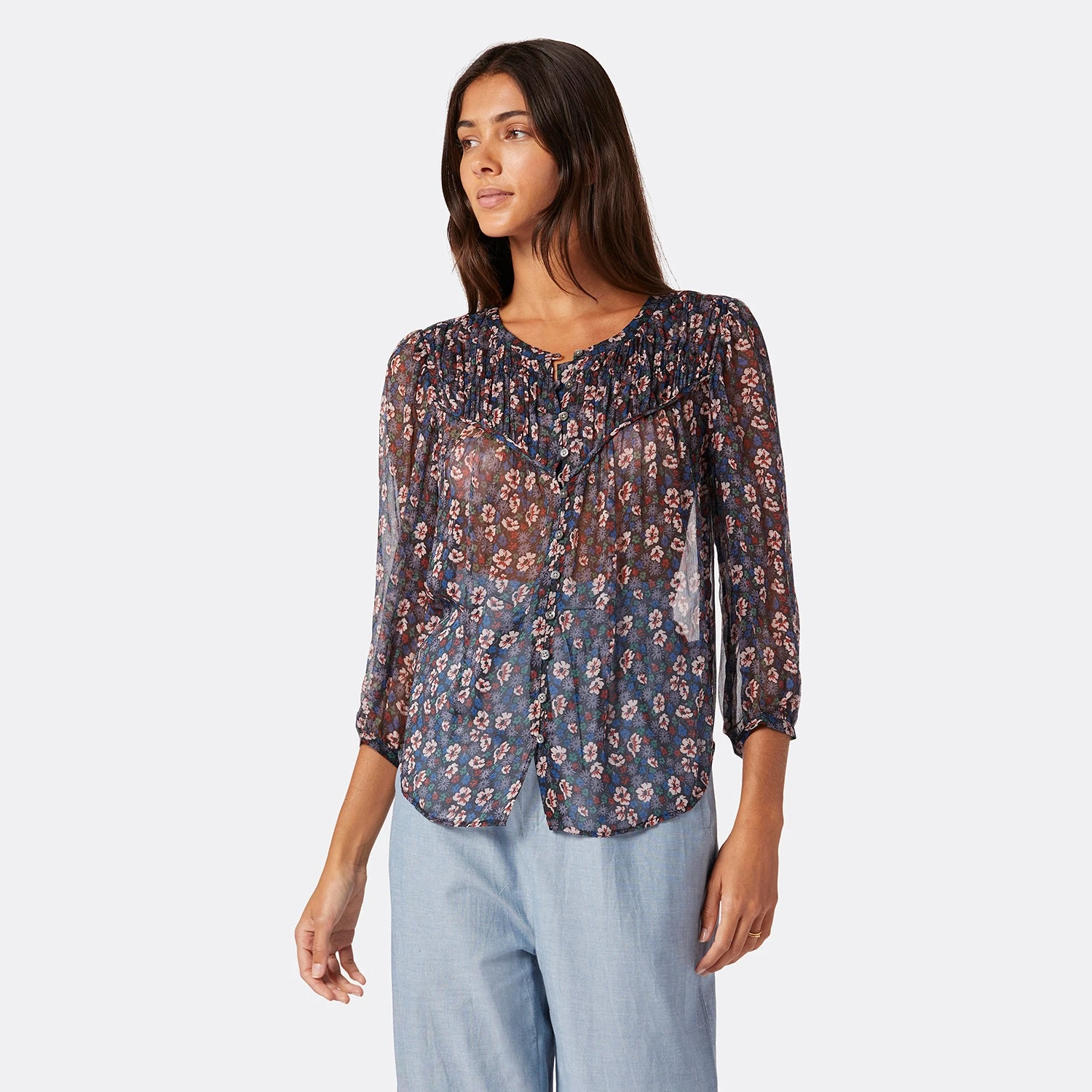 Joie Fanning Long Sleeve Silk Top - Image 7
