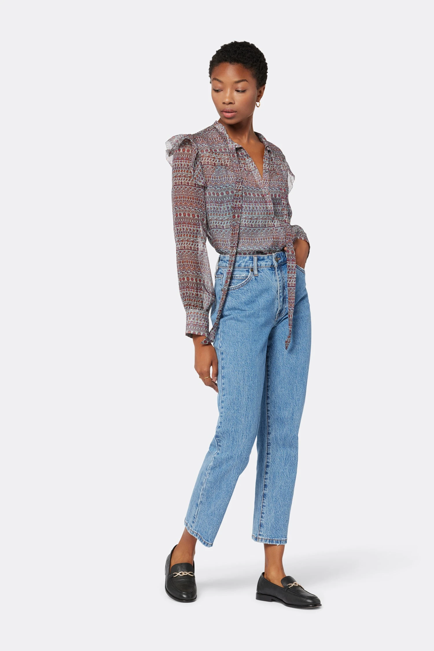 Joie Eloise Long Sleeve Silk Top - Image 4