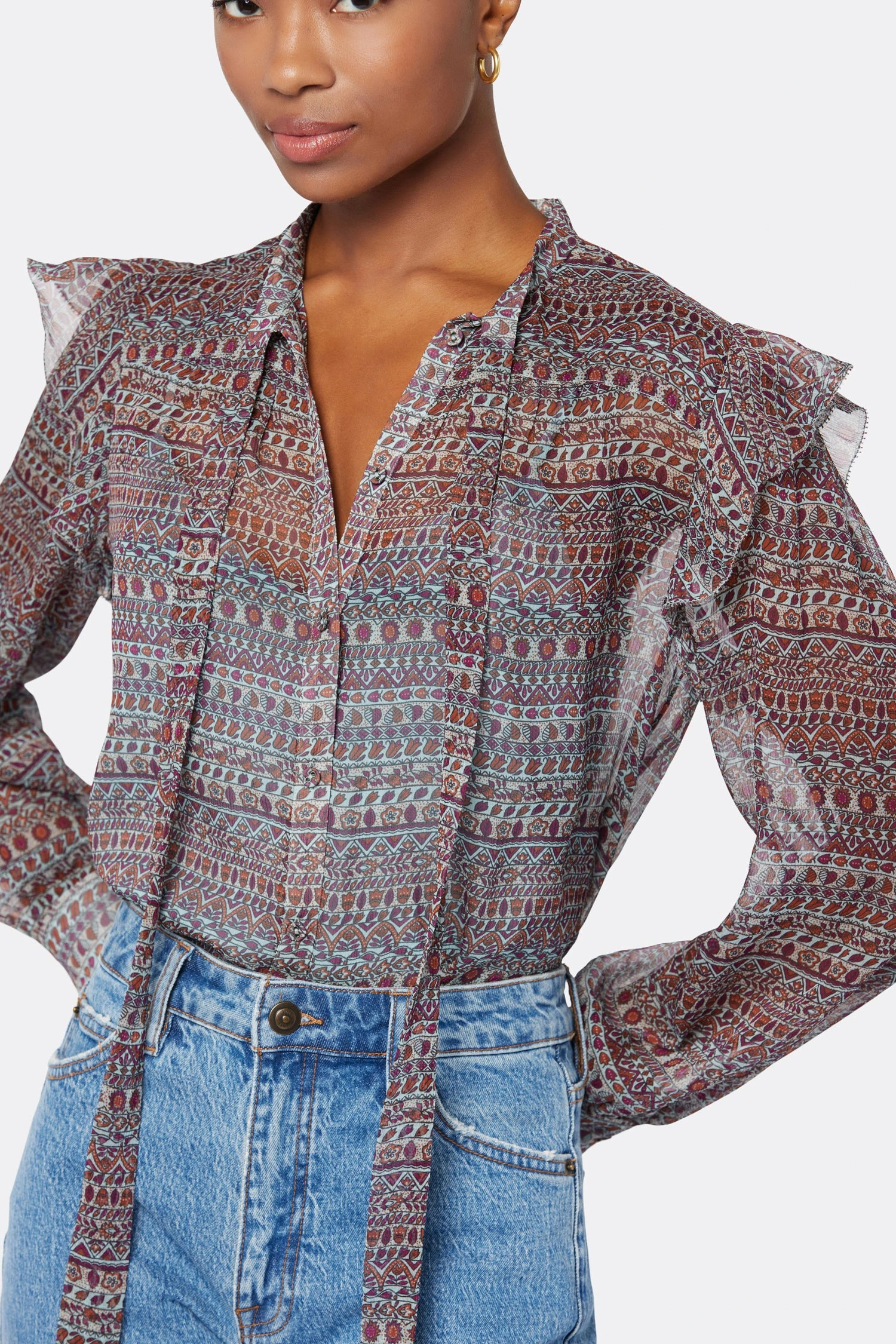 Joie Eloise Long Sleeve Silk Top - Image 3