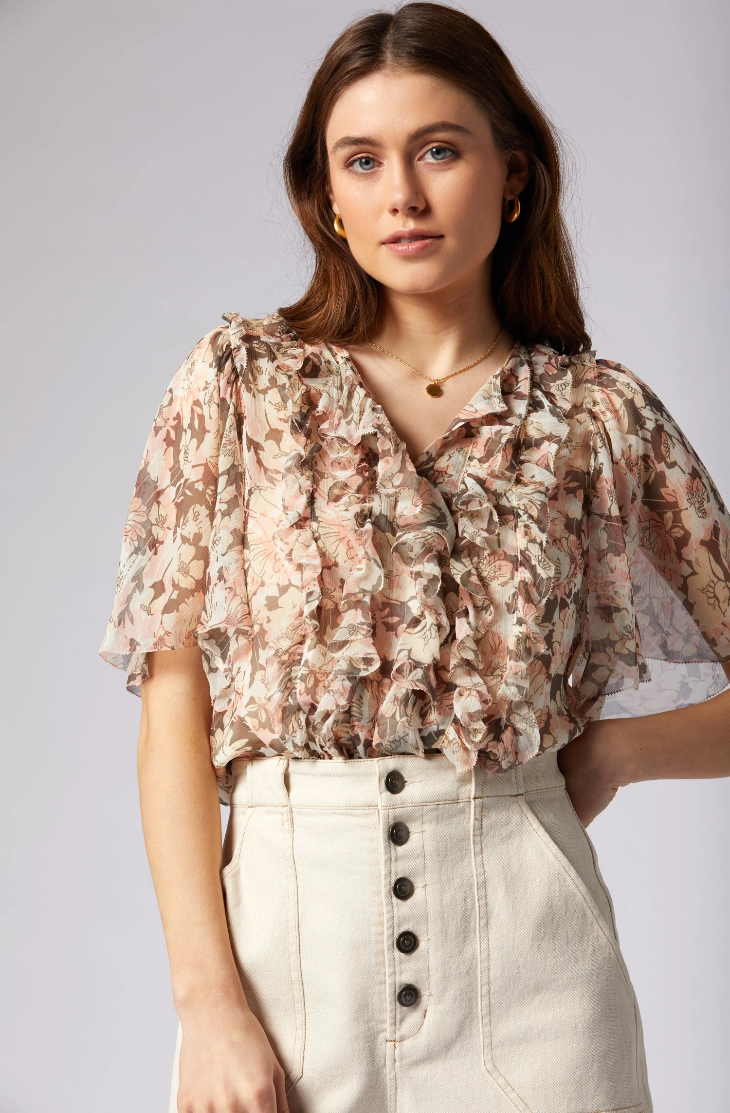 Joie Mikayla Short Sleeve Silk Top