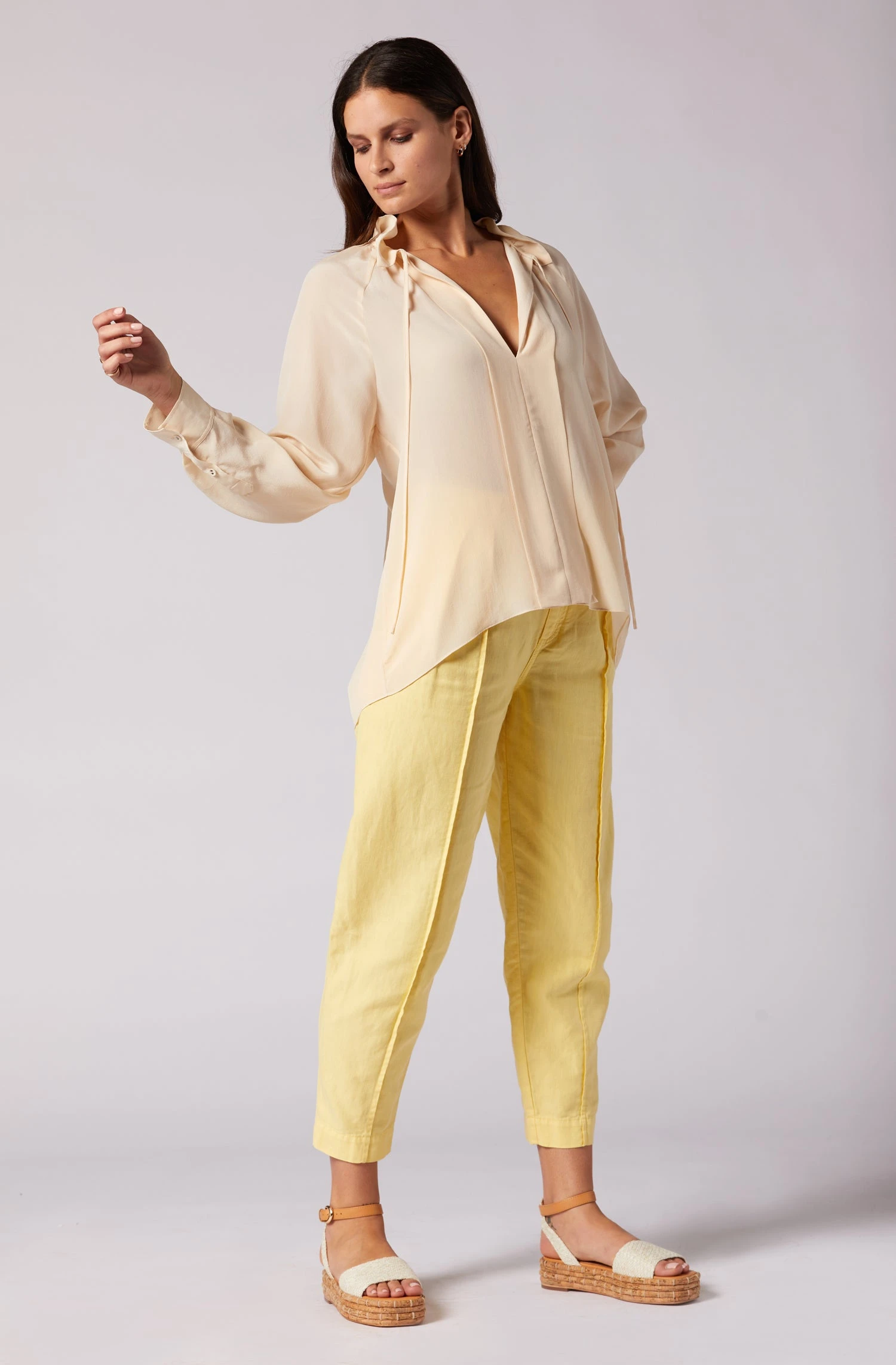 Joie Daisy Long Sleeve Silk Top - Image 4