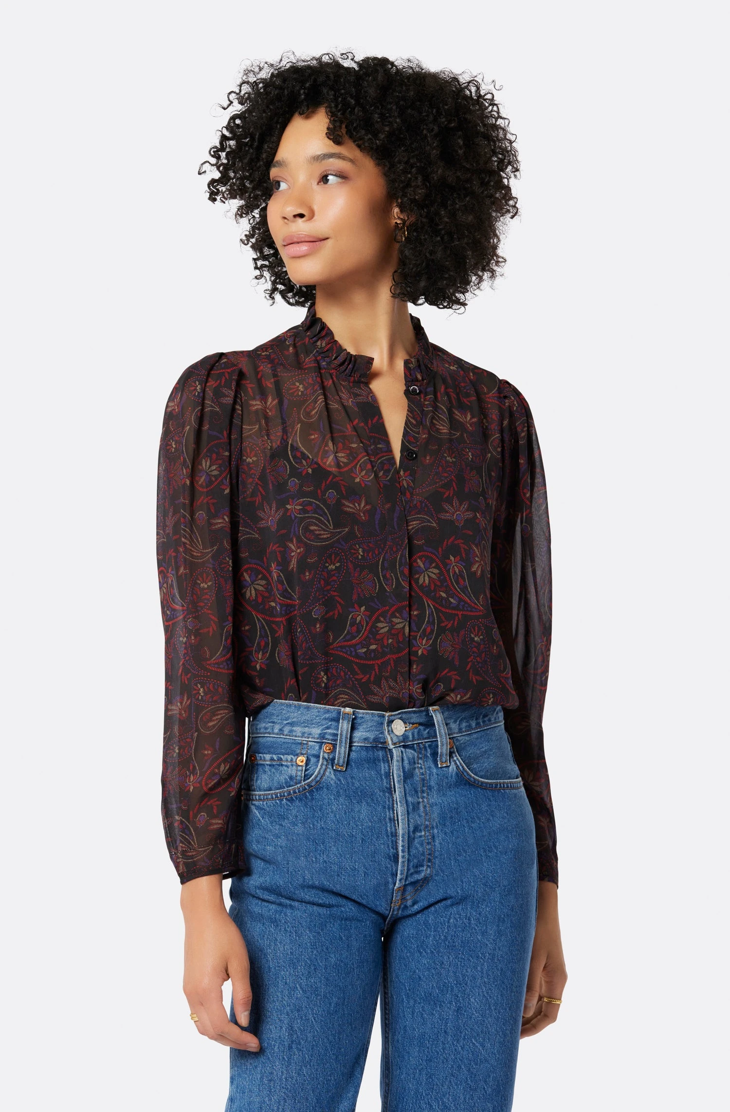 Joie Delancey Long Sleeve Silk Top