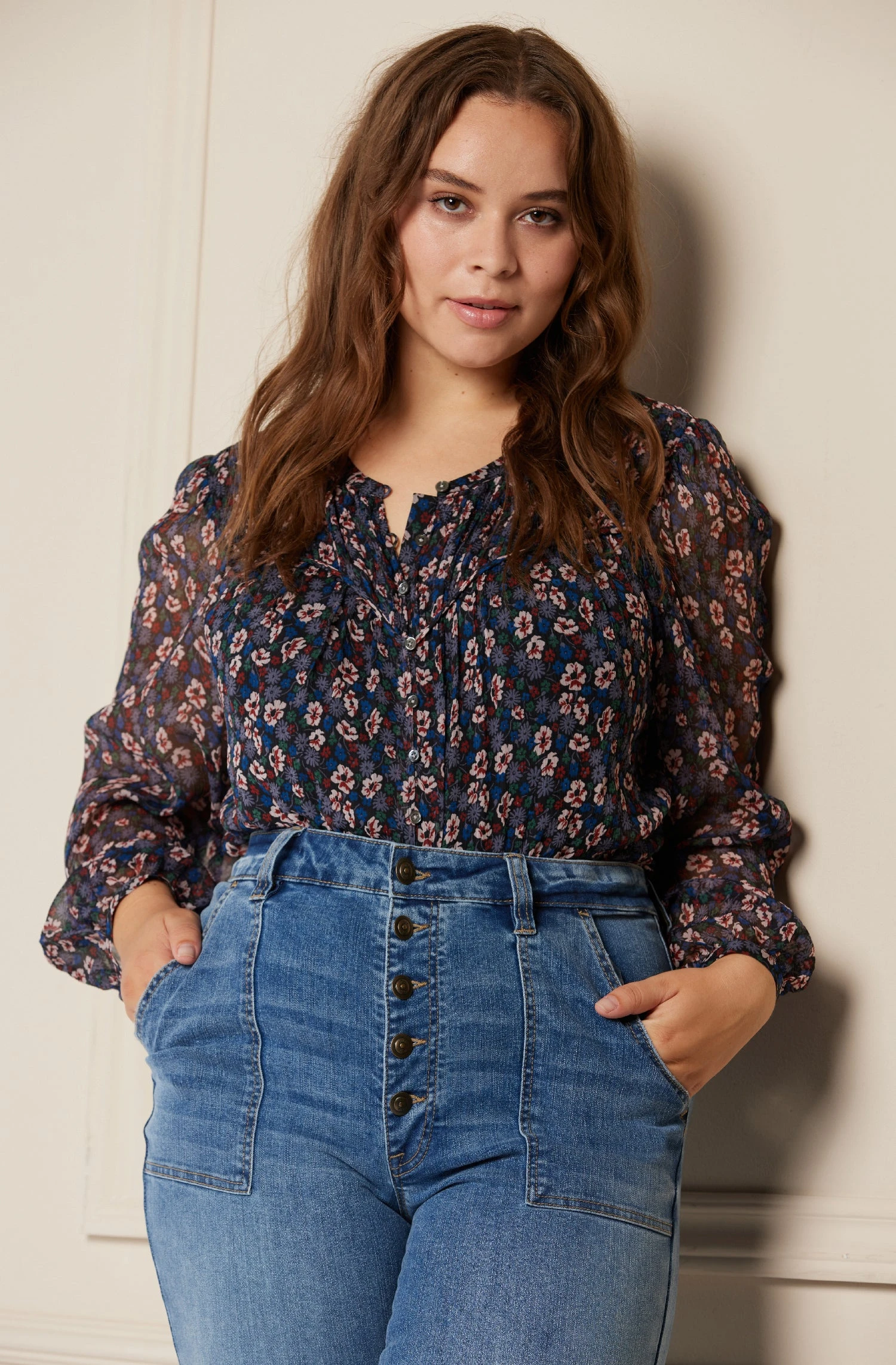 Joie Fanning Long Sleeve Silk Top - Image 14